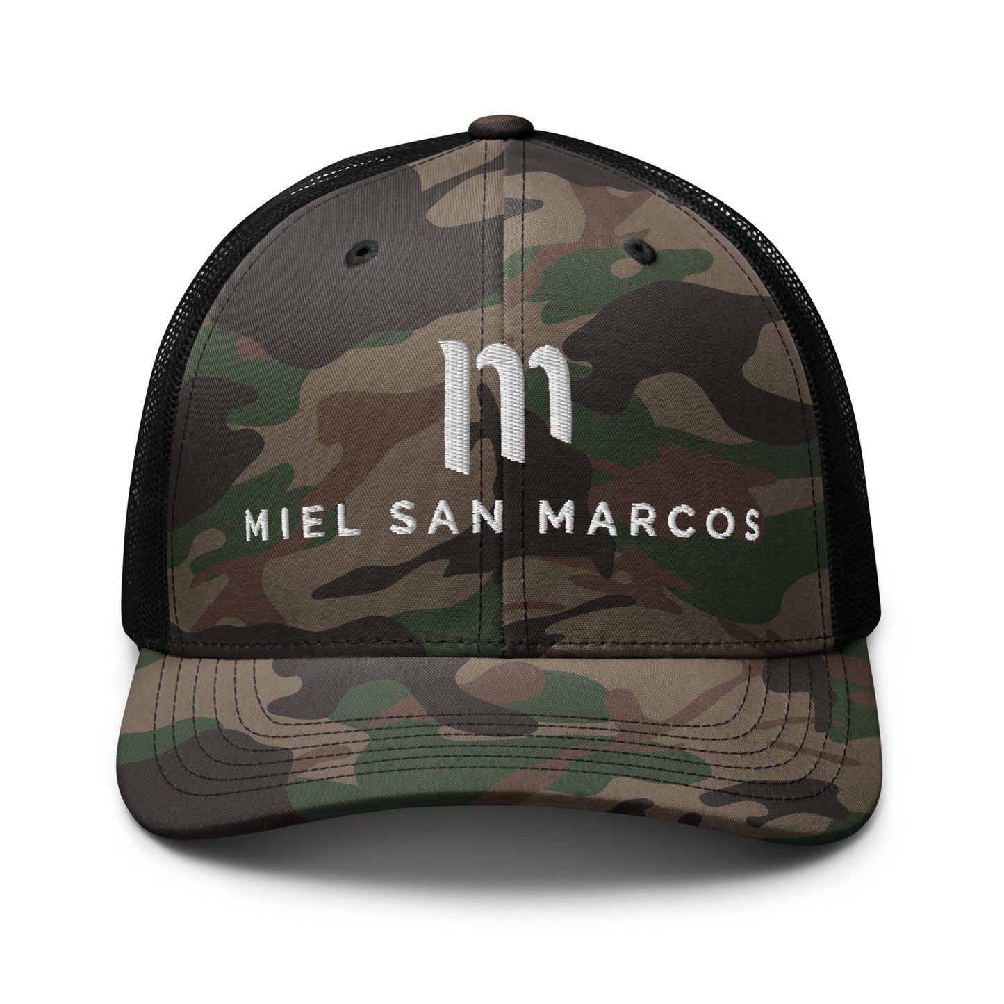 Gorra trucker camuflaje logo Miel San Marcos