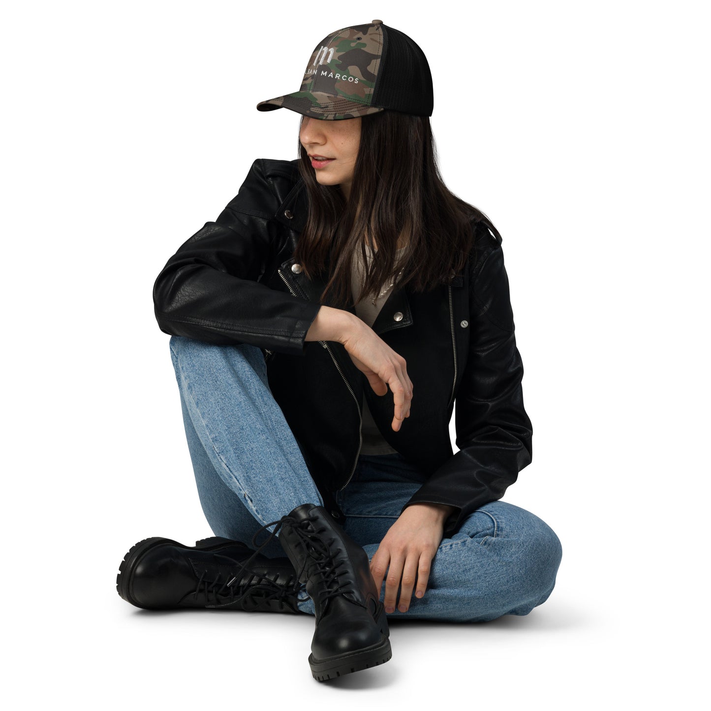 Gorra trucker camuflaje logo Miel San Marcos