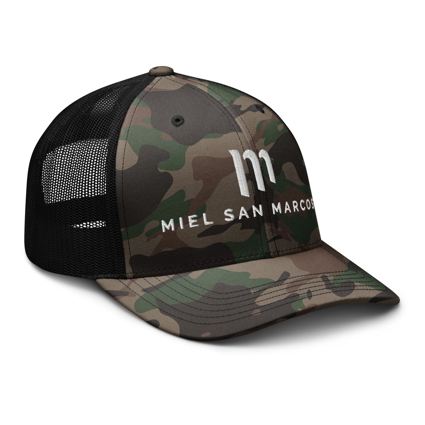 Gorra trucker camuflaje logo Miel San Marcos