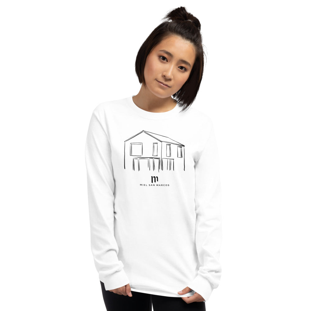 Dios en casa camiseta manga larga (blanca) - Miel San Marcos