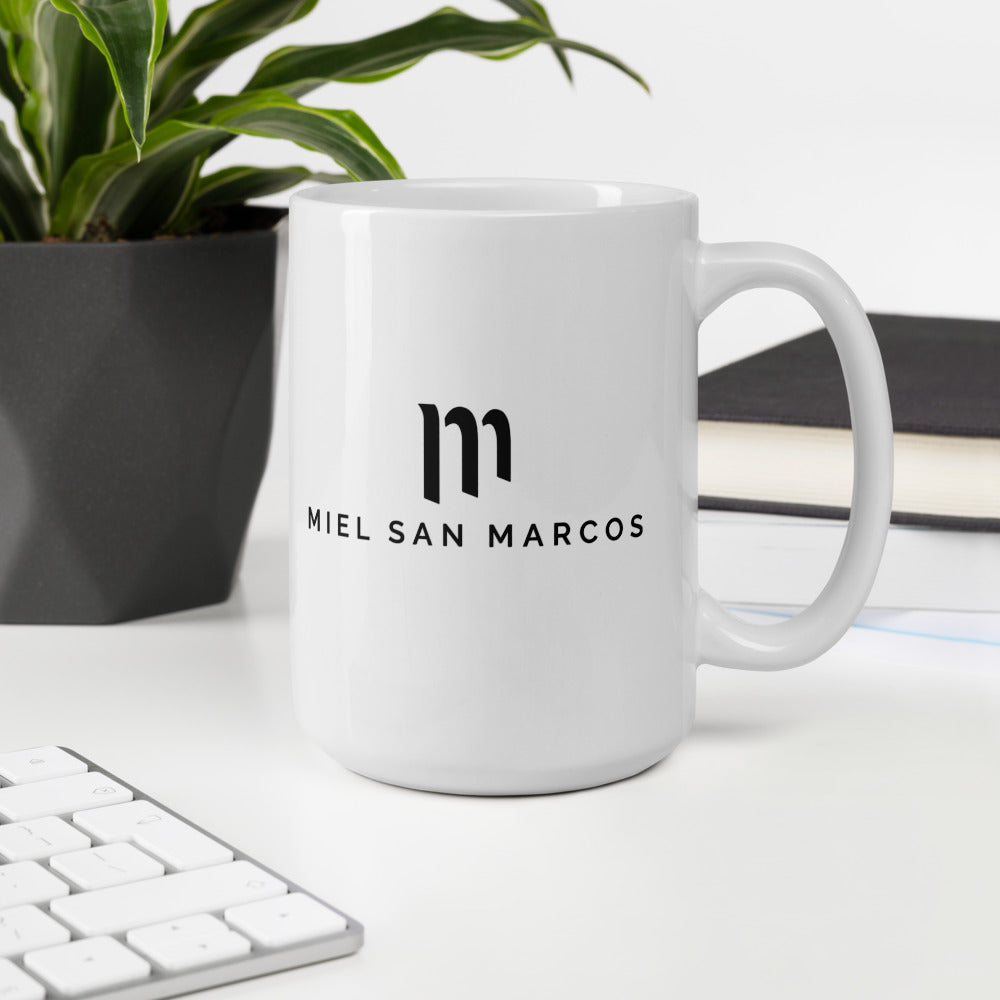 Taza blanca brillante Miel San Marcos